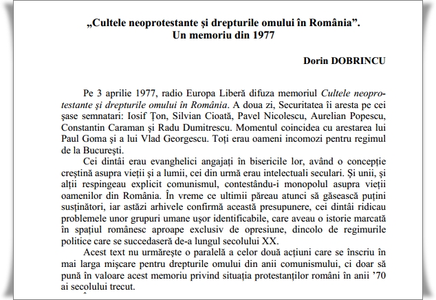 Cultele neoprotestante si drepturile omului in Romania