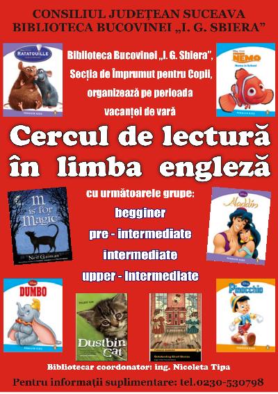Cerc de lectura in limba engleza Suceava