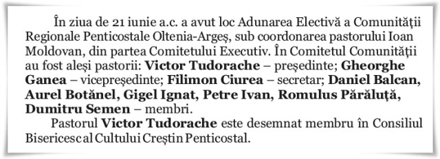 Comunitatea Regionala Penticostala Oltenia - Arges