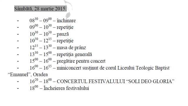 Festivalul Soli Deo Gloria 2015 Oradea