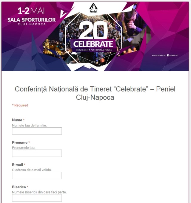 inscriere conferinta PENIEL