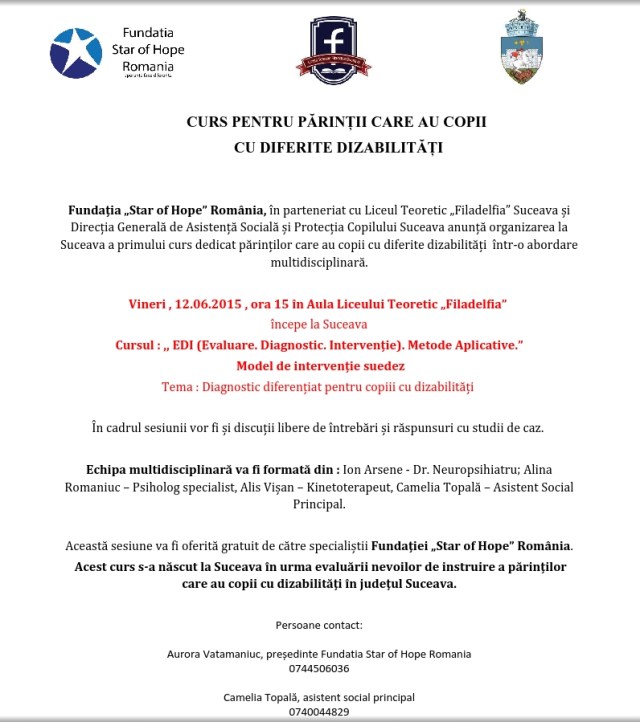 curs pentru parintii care au copii cu dizabilitati