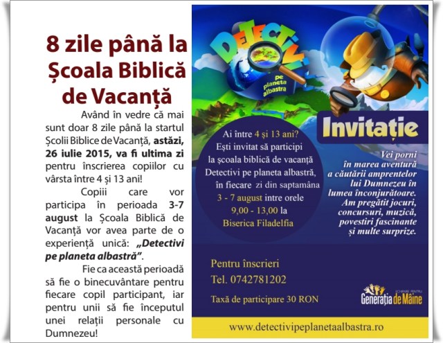 Scoala biblica de vacanta 2015