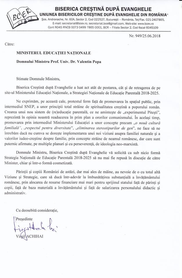 scrisoare catre Valentin Popa