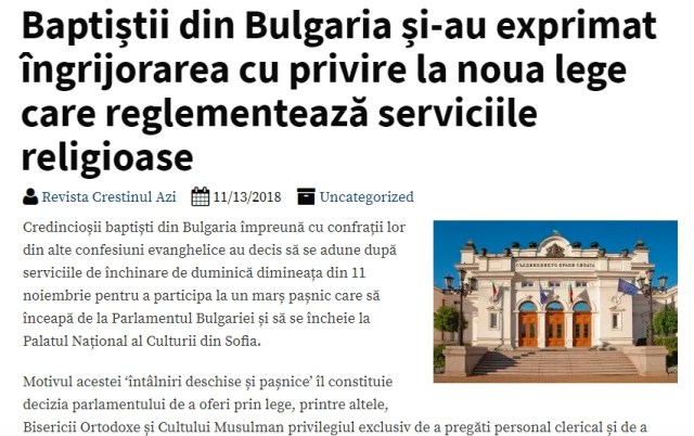 libertate religioasa in Bulgaria